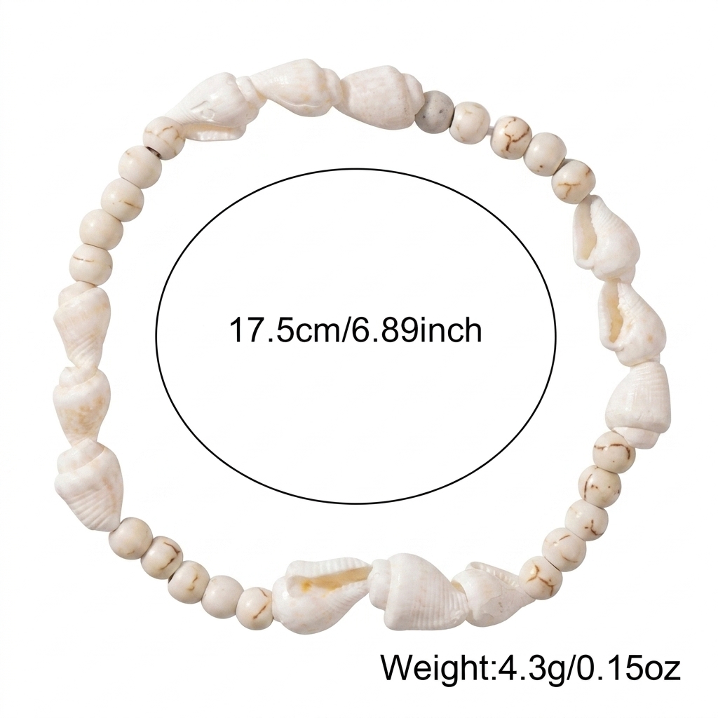 Minimalist White Stone Conch Bracelet, Summer Elegance